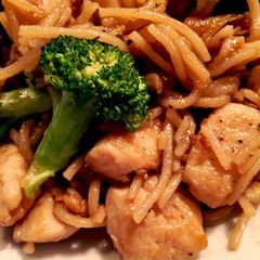 A picture of Teriyaki Chicken with Broccoli and Noodles.