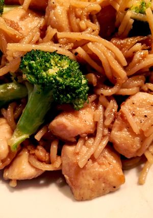 A picture of Teriyaki Chicken with Broccoli and Noodles.