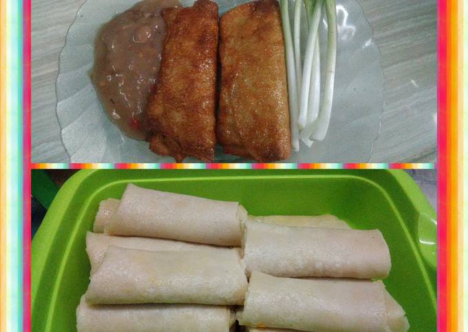 Lumpia Crispy rebung,wortel,ayam + Saus Tauco