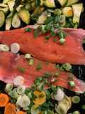 Trucha al horno con verduras
