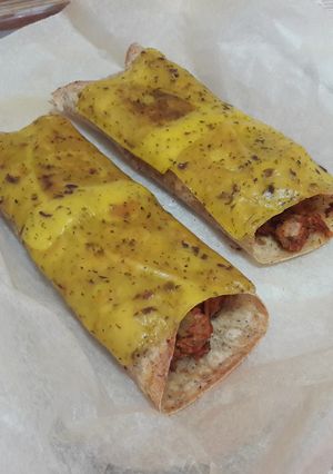 A picture of Gluten-Free Vegan 'Lamb' and Cheese Enchiladas 🌮.
