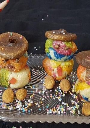 A picture of Multi colour suji Ladoo.