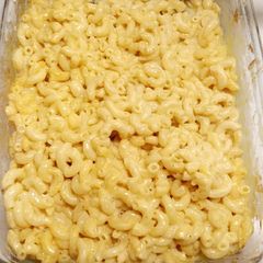 A picture of Oven baked mac n' cheese.