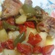 Pollo con verduras mediterráneas al horno
