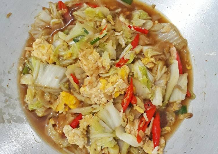 Mudah Cepat Memasak Tumis Sawi Putih dan Telur Ala Warung