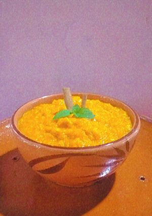 Una foto de Dulce de papaya con coco