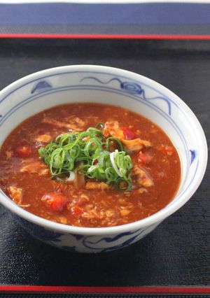 A picture of Marugame Limited Edition! Tomato Egg Curry Udon.