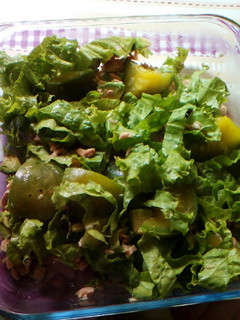 Una foto de Ensalada de atún con lechuga, palta y zapallito