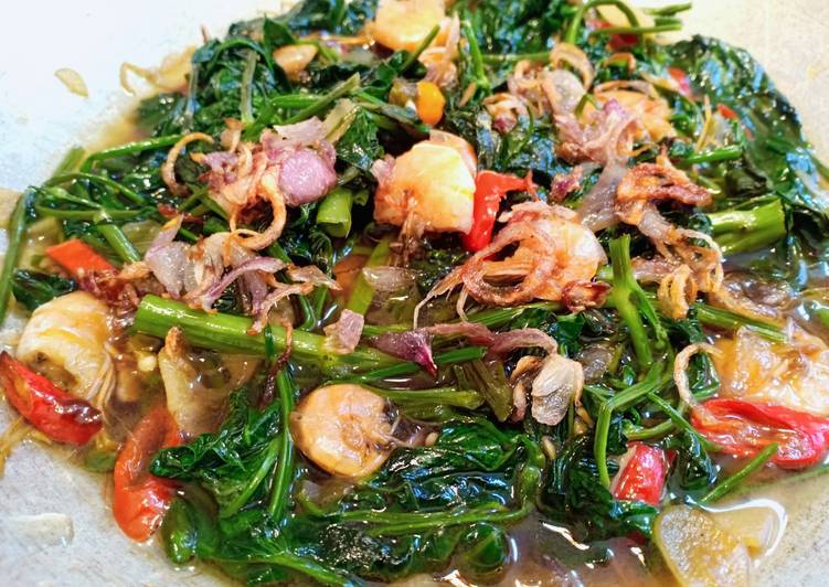 Bahan Tumis kangkung udang | Cara Masak Tumis kangkung udang Yang Enak Dan Lezat