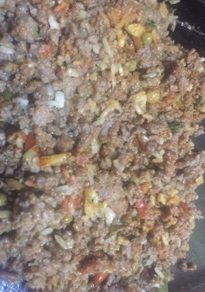 Una foto de Salteado de carne picada (molida) a la chapa
