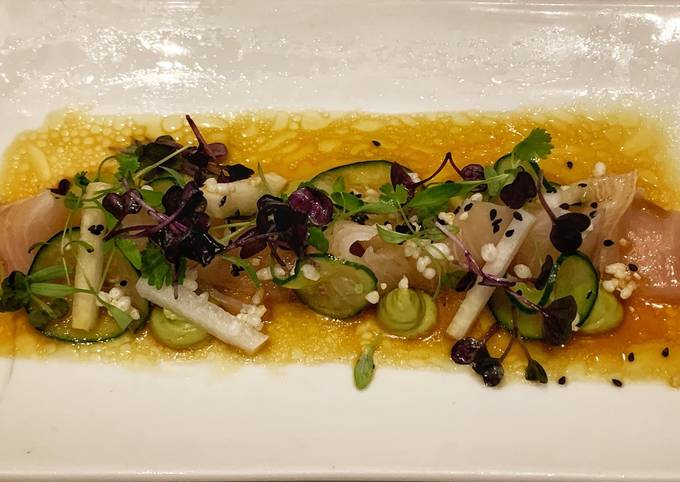 Recipe of Homemade Cured Kingfish with Avocado Picked Jicama
