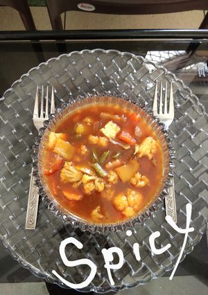 A picture of Stir fry vegetables in hot garlic sauce.