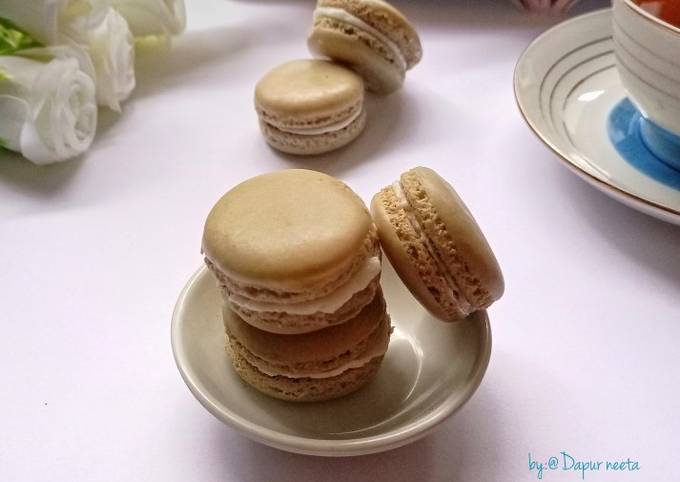 Macaron dengan metode swiss meringue (memakai tepung terigu)