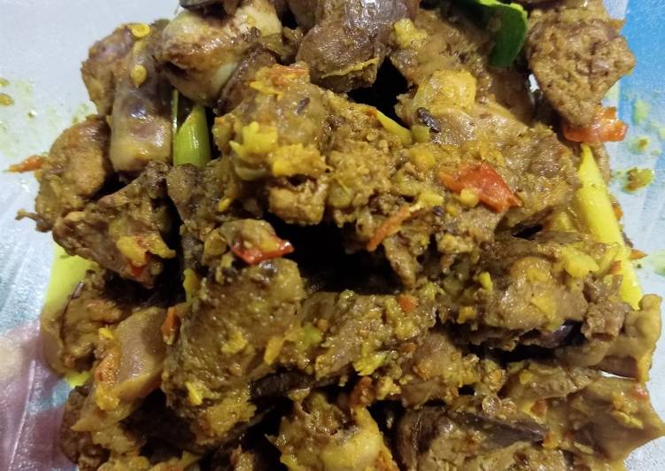 Hati ampela ayam pedas bumbu kuning