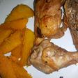 Poulet rôti avec patates douces grillées