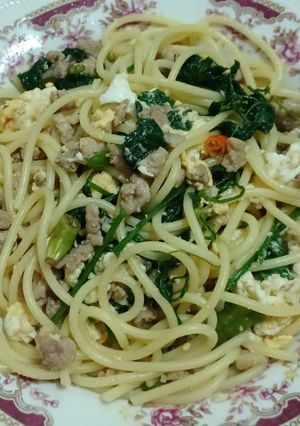 รูปของ สปาเก็ตตี้ผัดหมูสับตำลึง