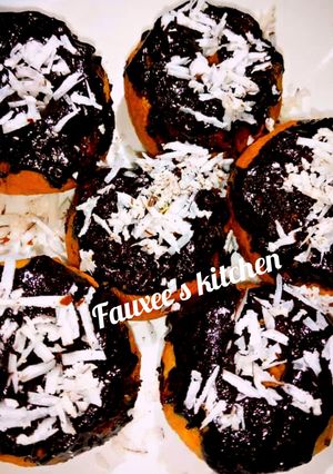 A picture of Dark Chocolate doughnuts.