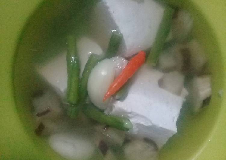 Tahu,terong, kacang panjang rebus