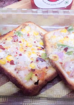 A picture of Veg open cheese sandwich.