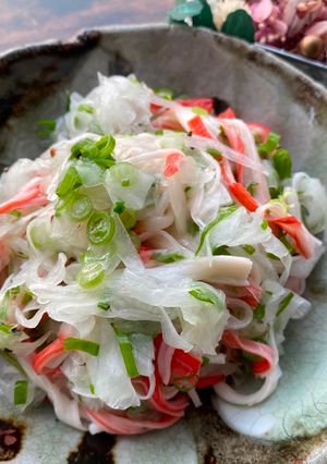 A picture of Onion and Crab Sticks Salad.