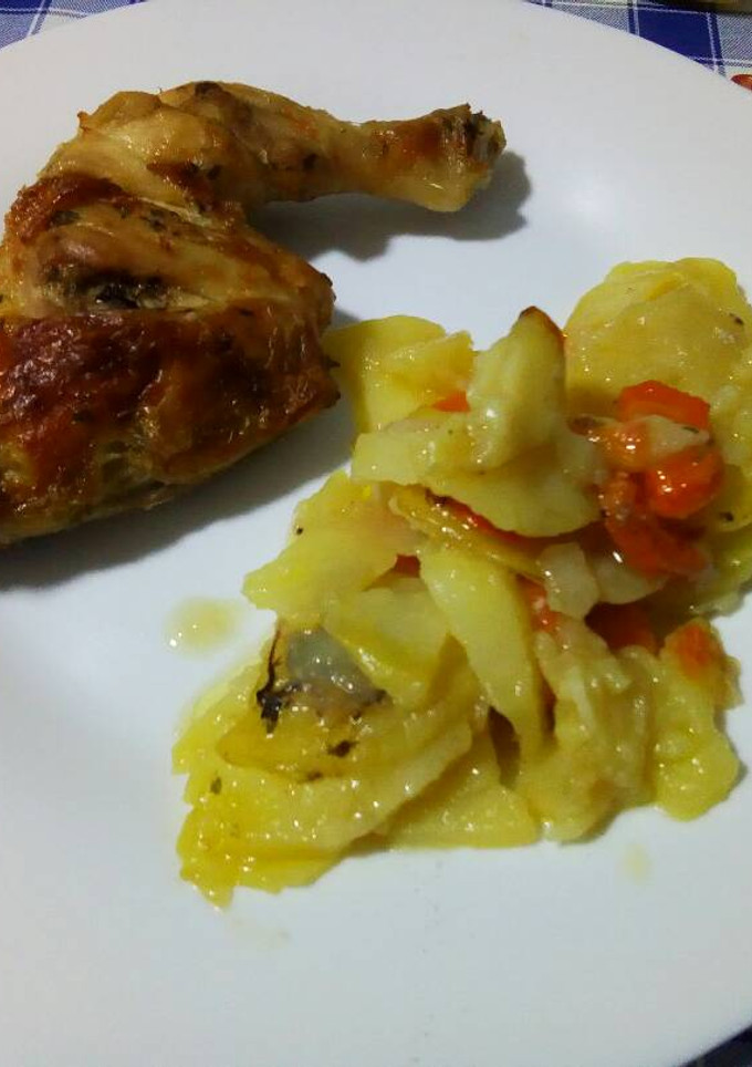 Una foto de Zancos de pollo al horno con vino blanco