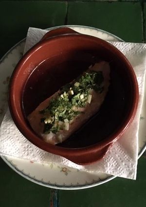 Una foto de Salmón al cilantro al horno