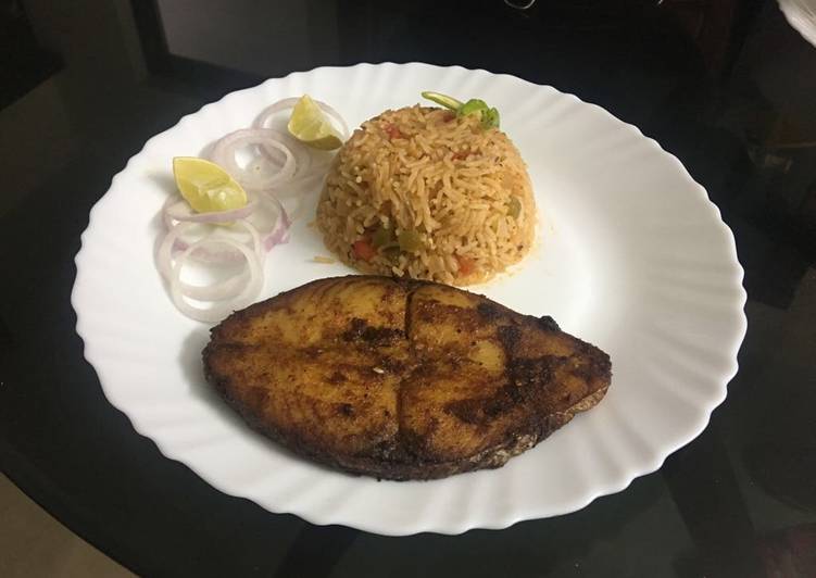 Mexican rice with fish