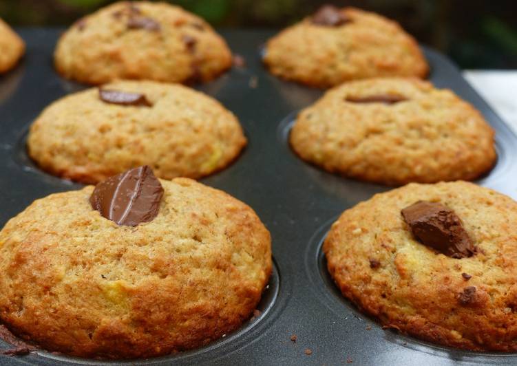 Easiest Way to Make Homemade Chocolate chip banana muffins!