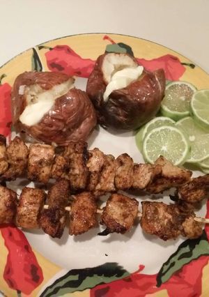 A picture of Margarita chicken skewers.