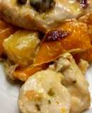 Straccetti di pollo con patate, peperoni e capperi