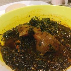 A picture of Afang vegetable soup.