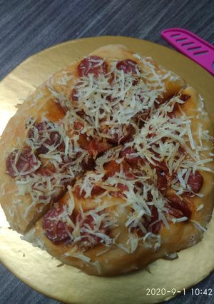 Foto resep Pizza sosis teflon sederhana sekali.