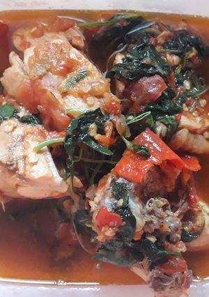 Foto resep Pelecing ayam daun bayam