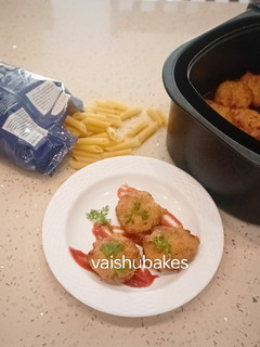 A picture of Red Sauce and Chickpea Flour Leftover Pasta Cutlets In Airfryer.