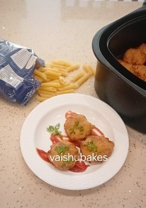 A picture of Red Sauce and Chickpea Flour Leftover Pasta Cutlets In Airfryer.
