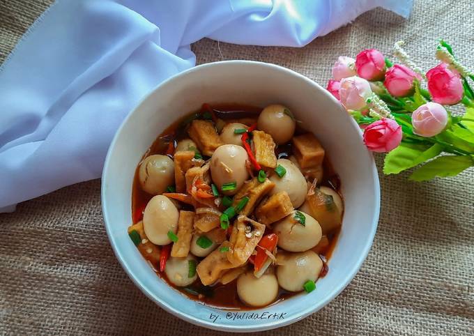 Telur puyuh & tahu masak asam manis