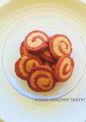 A picture of Beetroot Swirl Cookies.