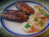 Berenjenas rellenas con patatas y cebolla
