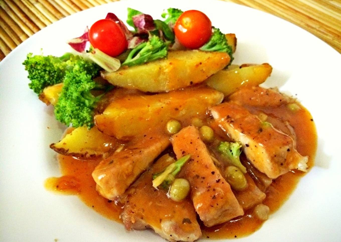 Pork Steak with Potato Wedges