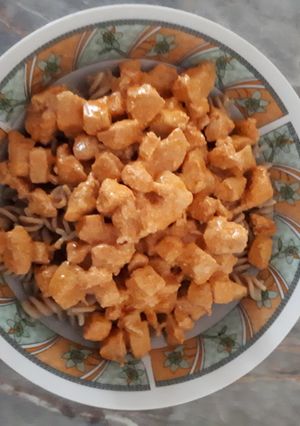 Csirkemellragu teljes kiőrlésű tésztával recept fotója