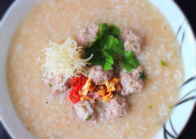 Step-by-Step Guide to Prepare Homemade Rice congee with mince turkey balls #chinesecooking