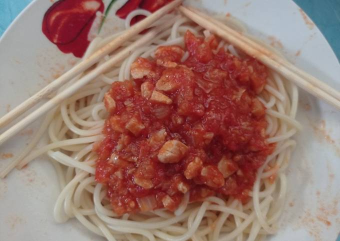 Spaghetti saus tomat homemade