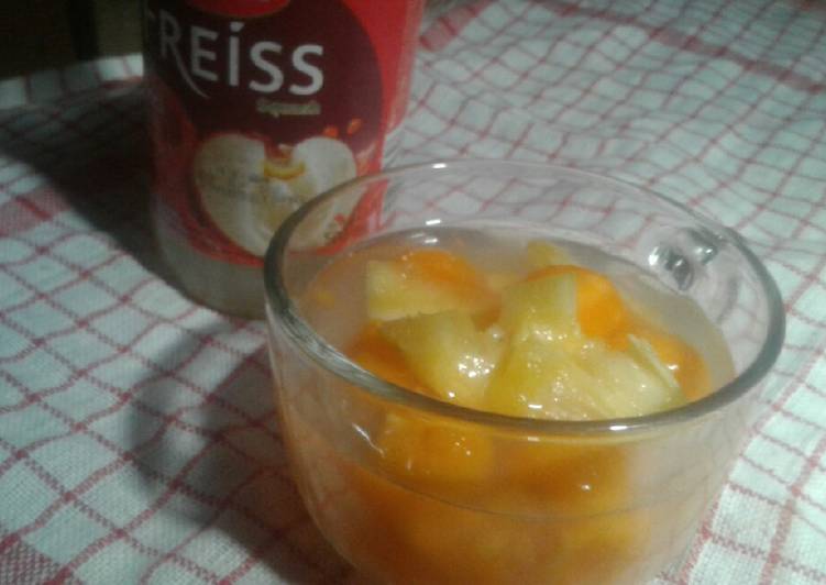 Resep Mix fruity with lychee squash, Lezat