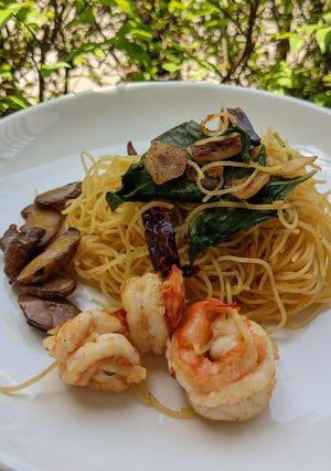 รูปของ สปาเก็ตตี้พริกแห้งกุ้ง