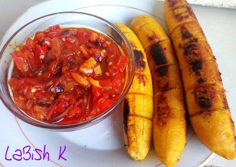 Steps to Make Super Quick Homemade Oven grilled plantain with sauce | This is Recipe So Popular You Must Try Now !!