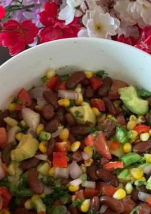 A picture of Protein-rich kidney bean salad loaded with Mexican flavors …!!.