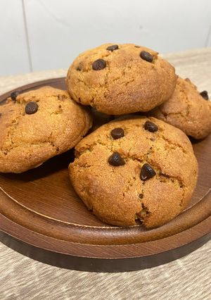 A picture of Chocolate Chip Cookies in an Air Fryer.