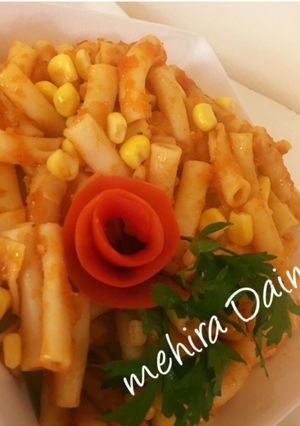 صورة لوصفة مكرونة بصوص الطماطم