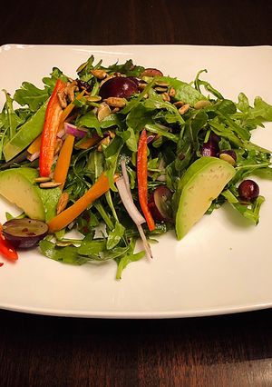 A picture of Easy Healthy Arugula Avocado Salad with Lemony Dressing.