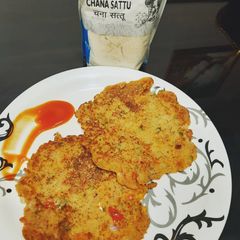 A picture of Chana sattu chilla/pancake.